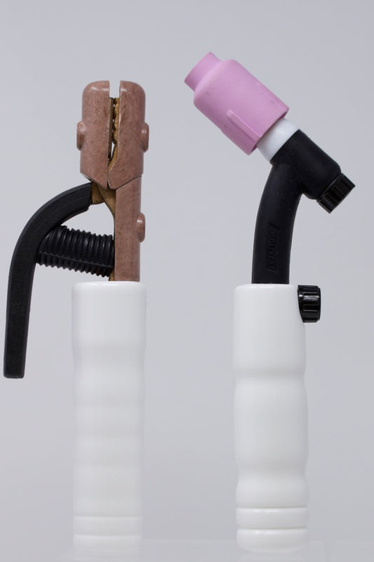 White Acrylic TIG Handle, Stick Handle and Medium Backcap