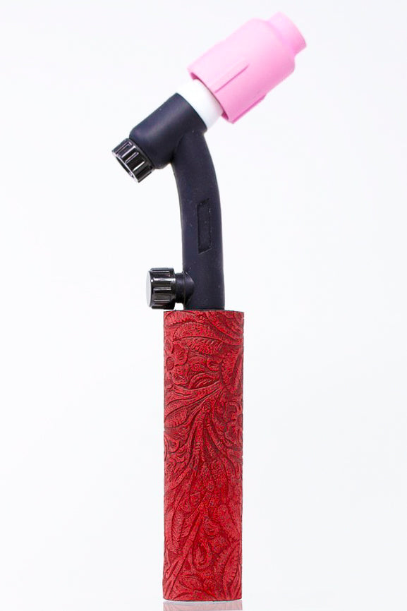 Red Floral Weaved Leather Handle