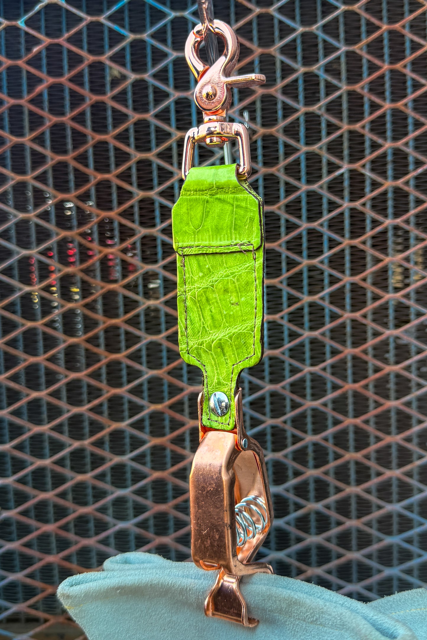 Electric Lime Caiman Alligator Glove Clip
