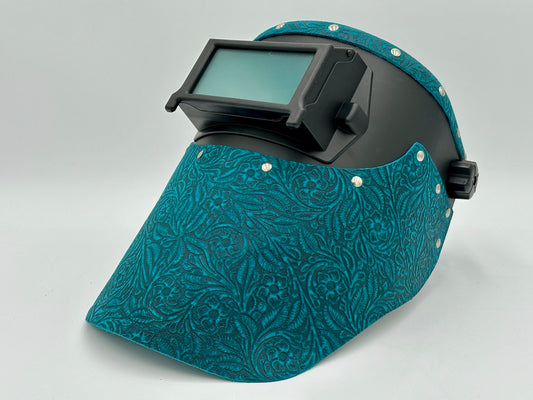 OUTLAW LEATHER - WELDING HOOD - TURQUOISE FLORAL