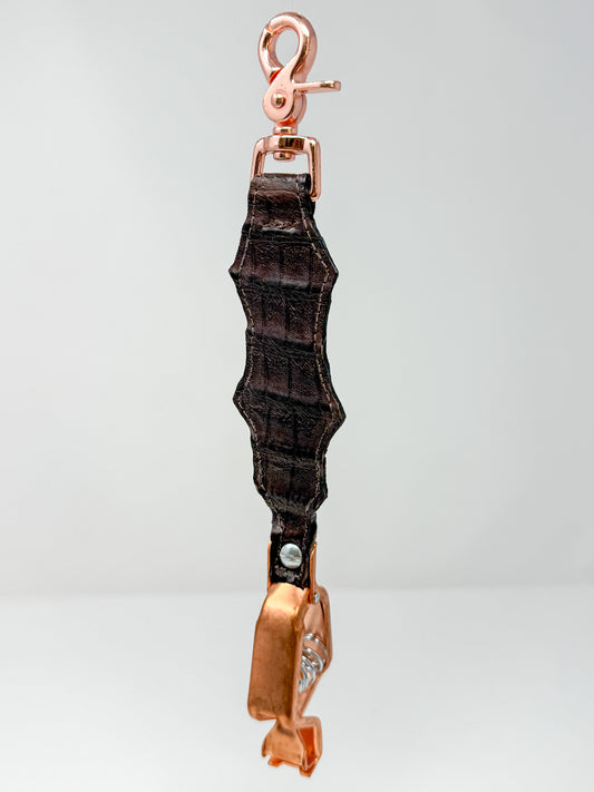 Chocolate Caiman Alligator Glove Clip