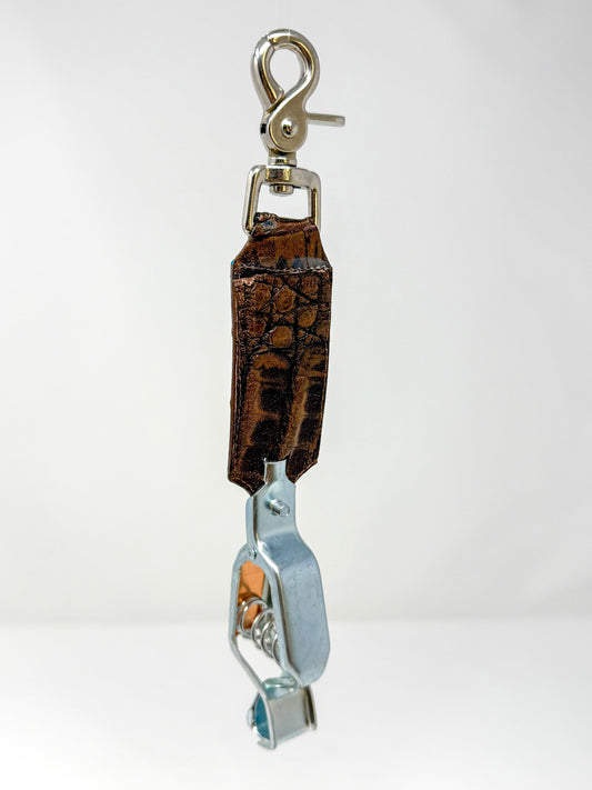 Chocolate Gold Caiman Alligator Glove Clip