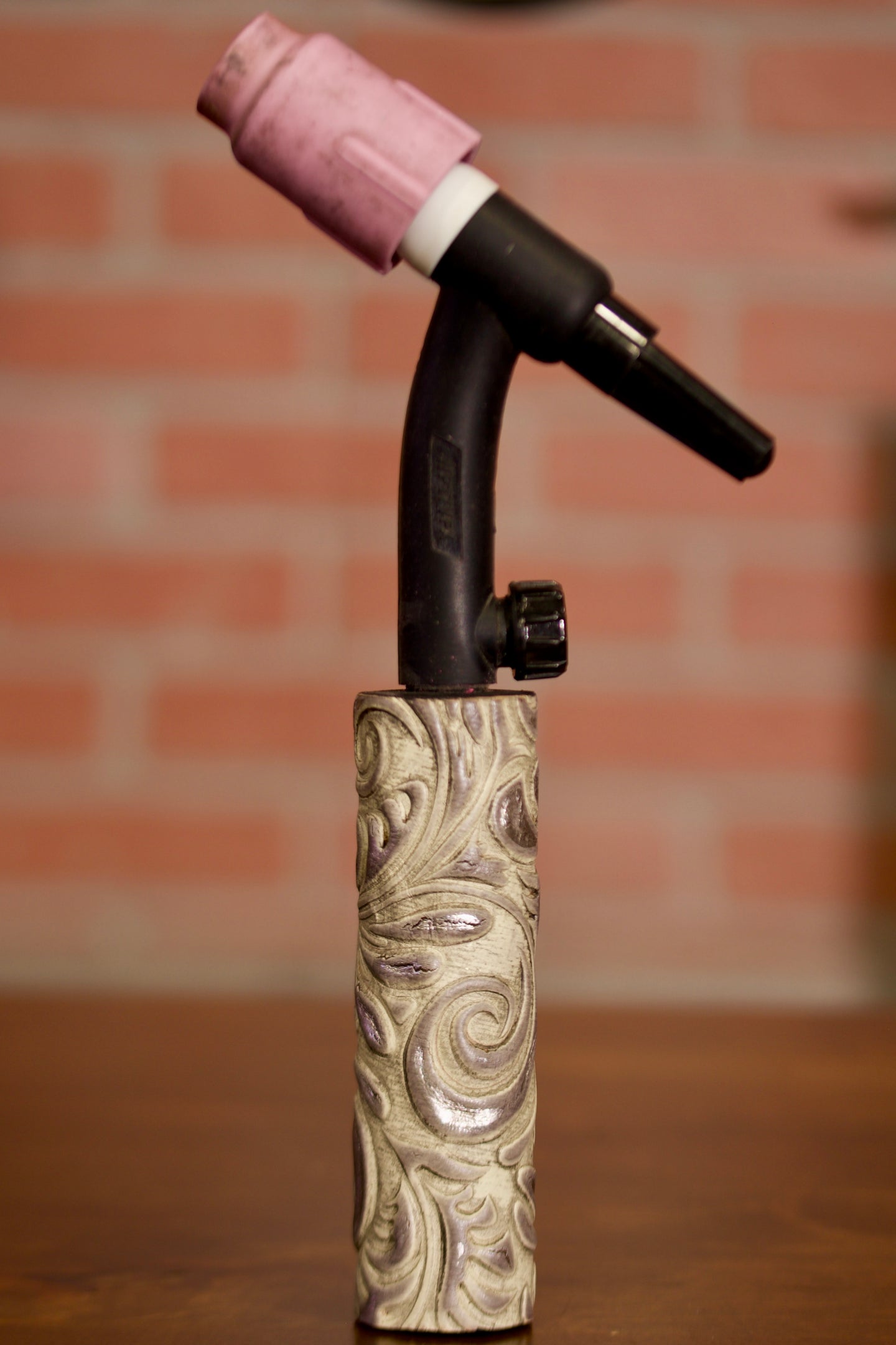 Silver Floral Weaved Leather Handle with Custom Name