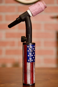 USA Flag Weaved Leather Handle - Hand Tooled