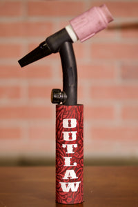 Red Floral Weaved Leather Handle with Custom Name