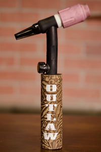 Tan Floral Weaved Leather Handle with Custom Name