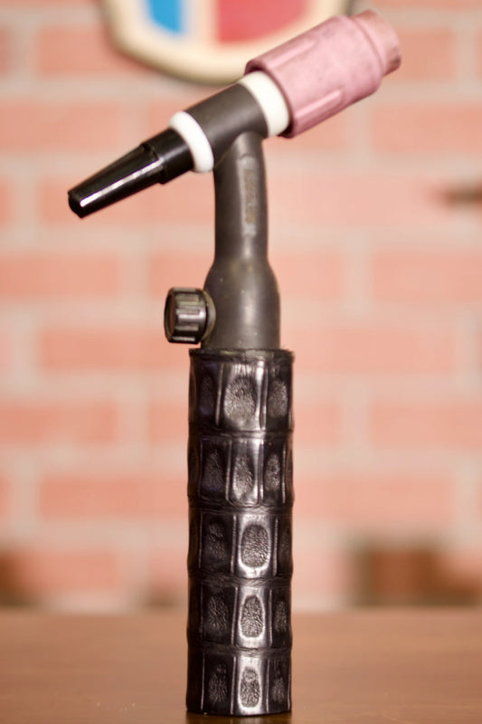 Caiman Alligator Electrode Holder Leather Handle - Black