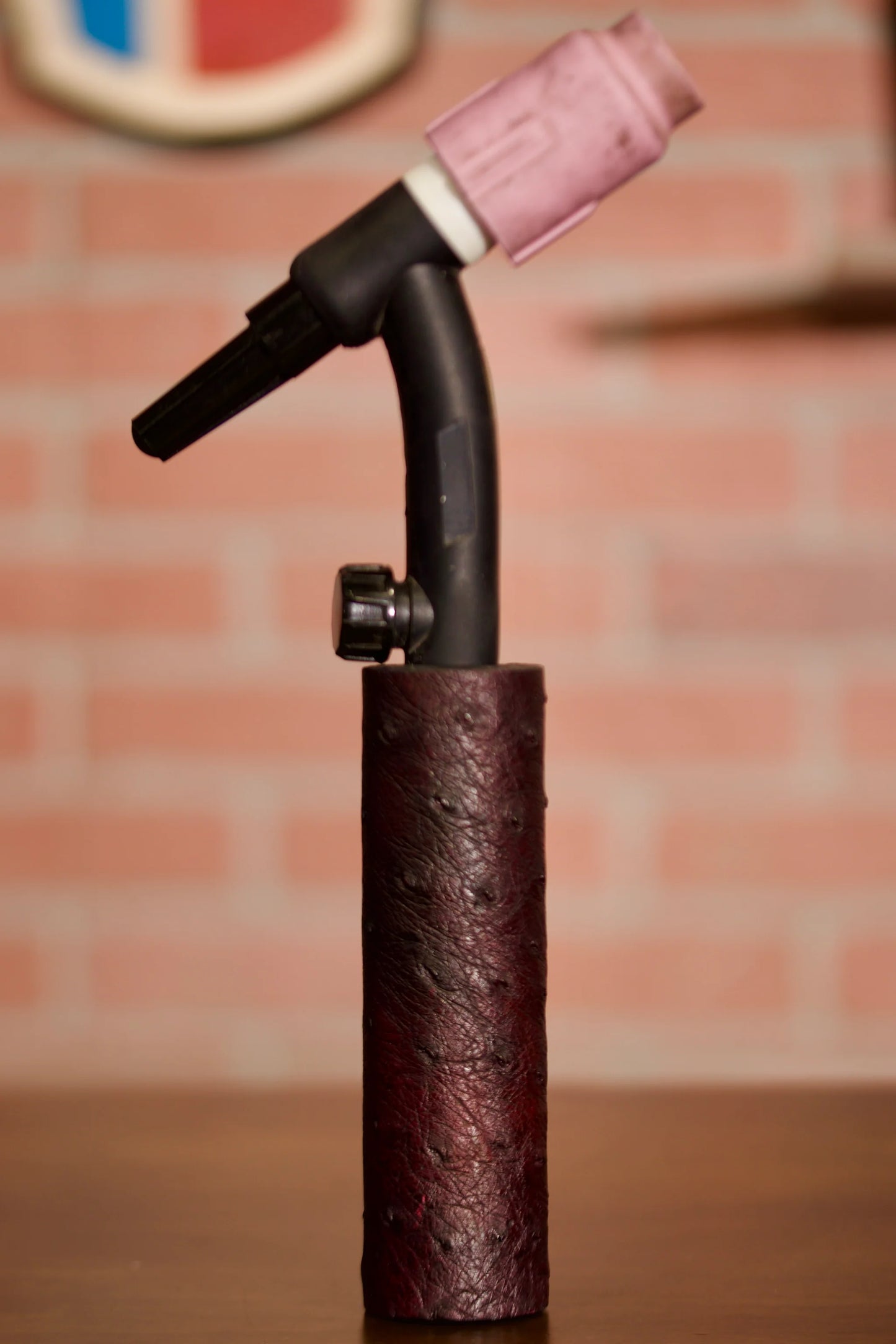 Ostrich Electrode Holder Leather Handle - Black Cherry