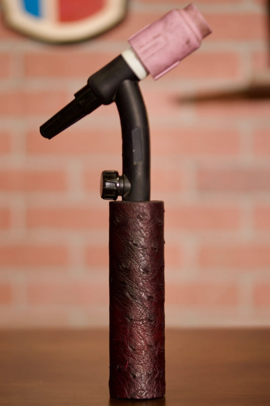 Ostrich Electrode Holder Leather Handle - Black Cherry