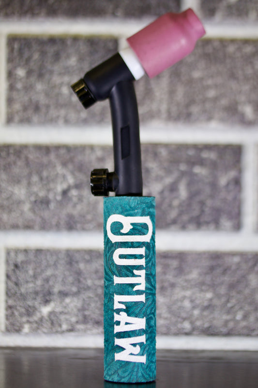 Turquoise Floral Weaved Leather Handle with Custom Name