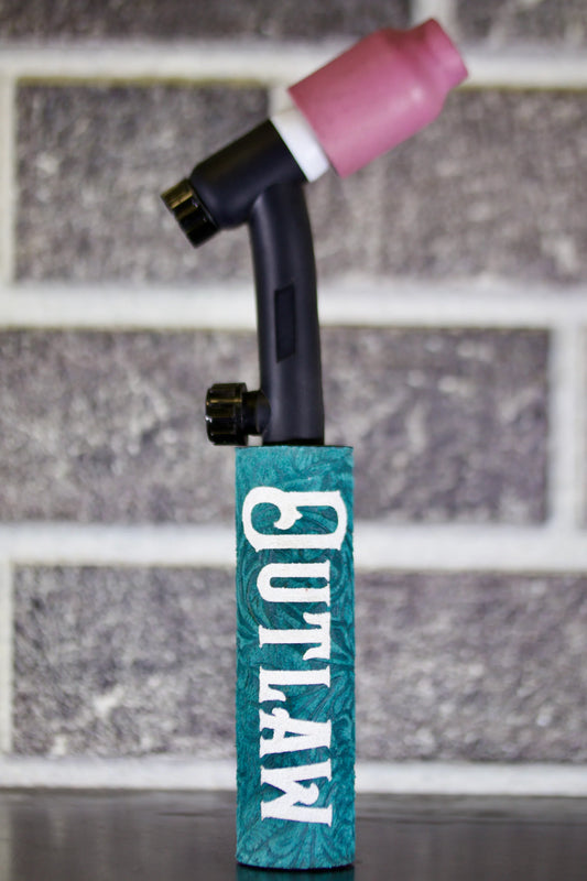 Turquoise Floral Electrode Holder Leather Handle - Custom Name