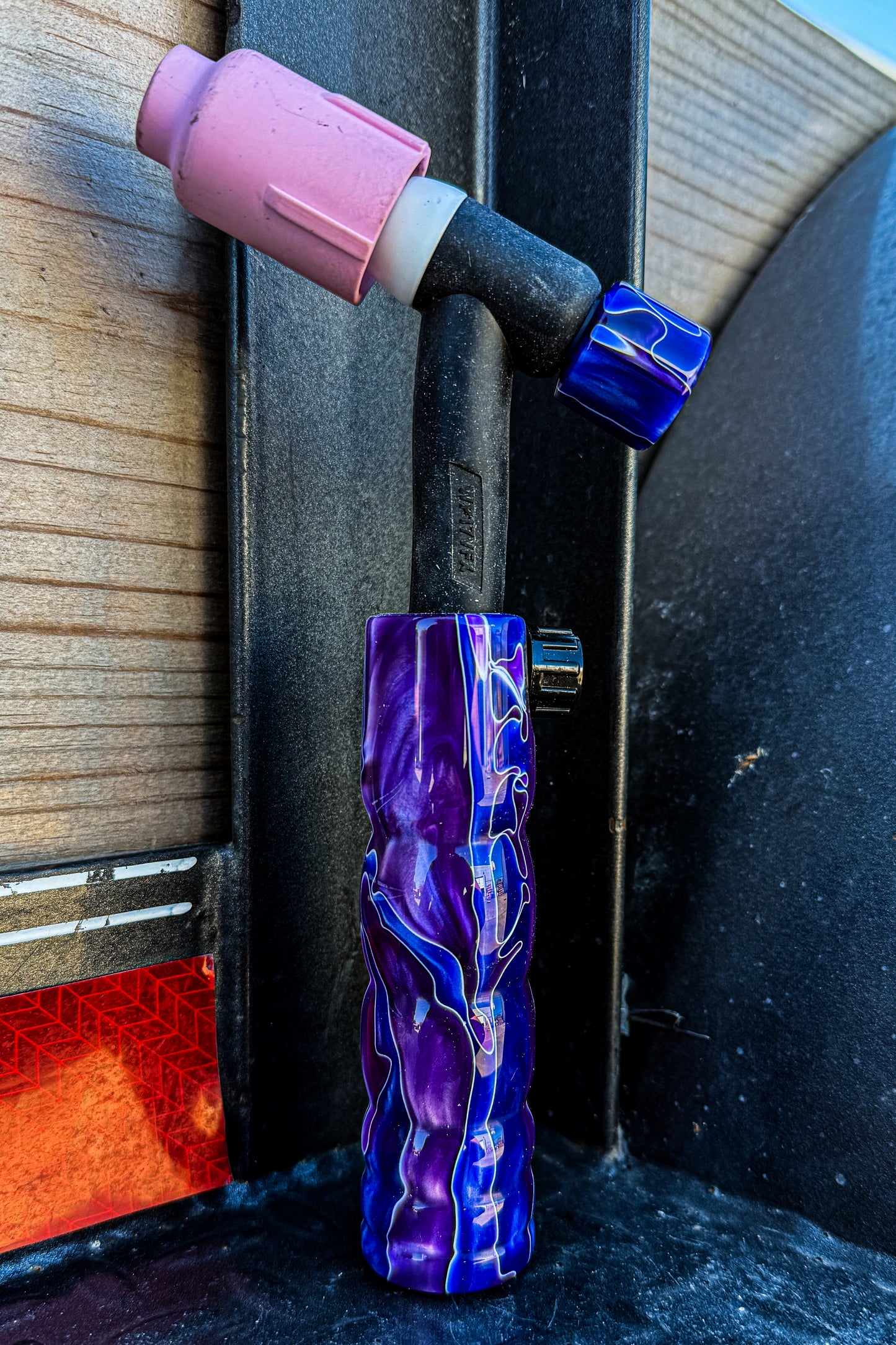 Blue Purple Swirl Acrylic  TIG Handle and Short Backcap