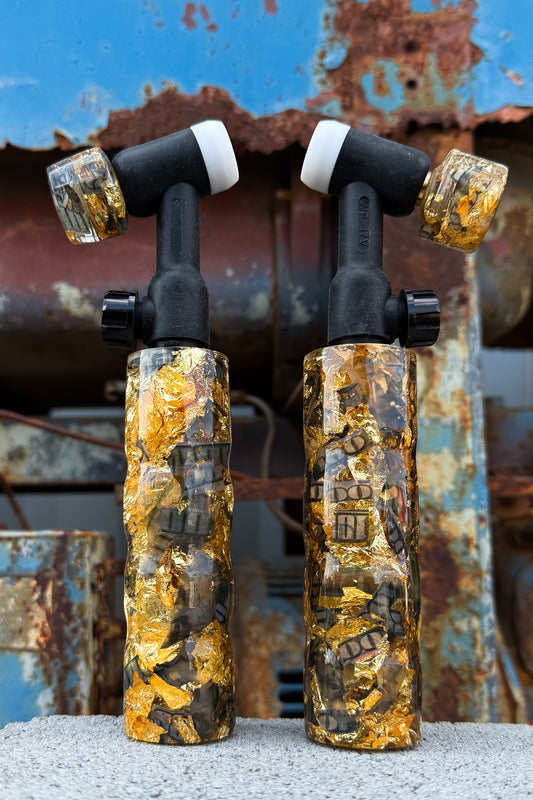 $100 Bills & Gold Flakes TIG Handle and short backcap