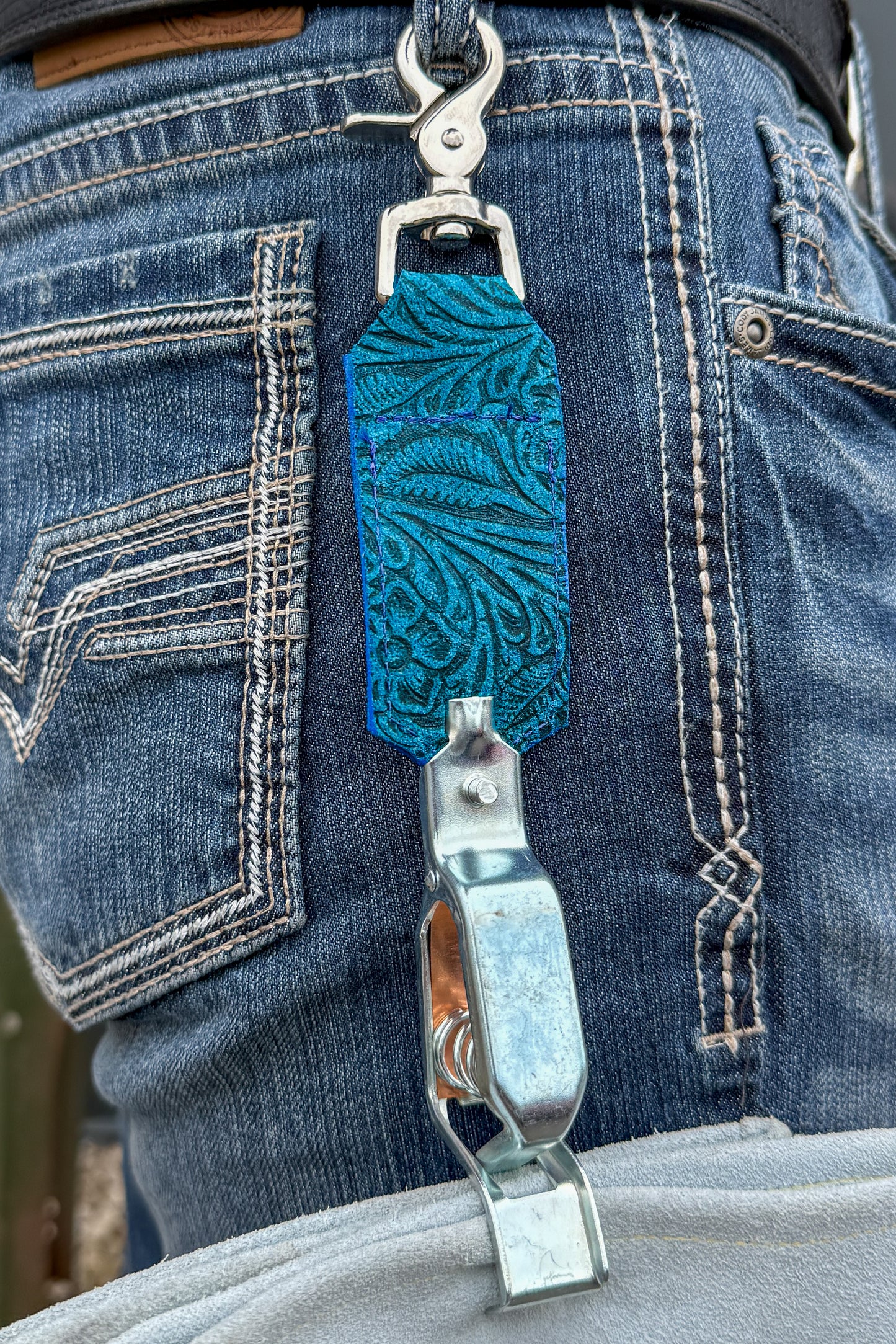 Turquoise Floral Glove Clip