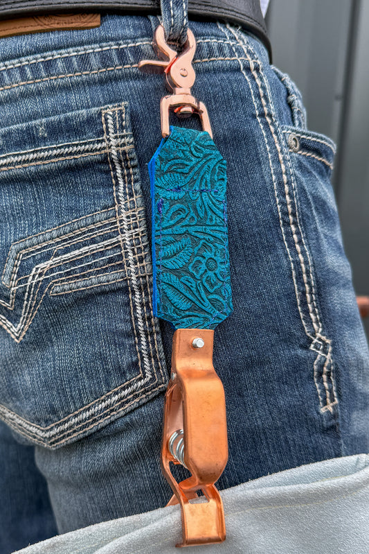 Turquoise Floral Glove Clip