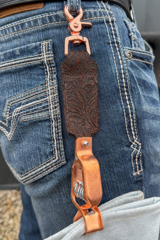 Brown Floral Glove Clip