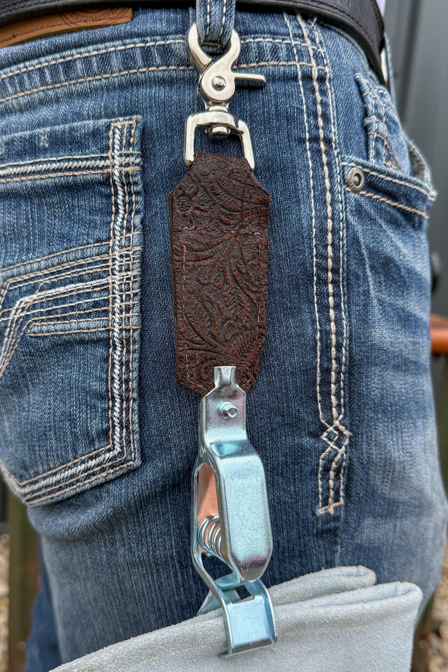 Brown Floral Glove Clip