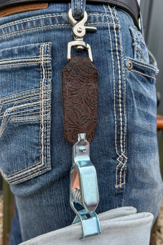 Brown Floral Glove Clip