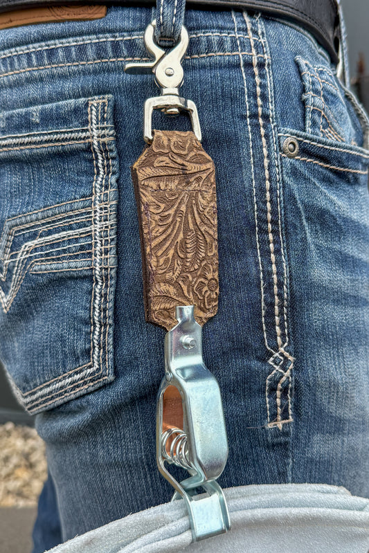 Tan Floral Glove Clip