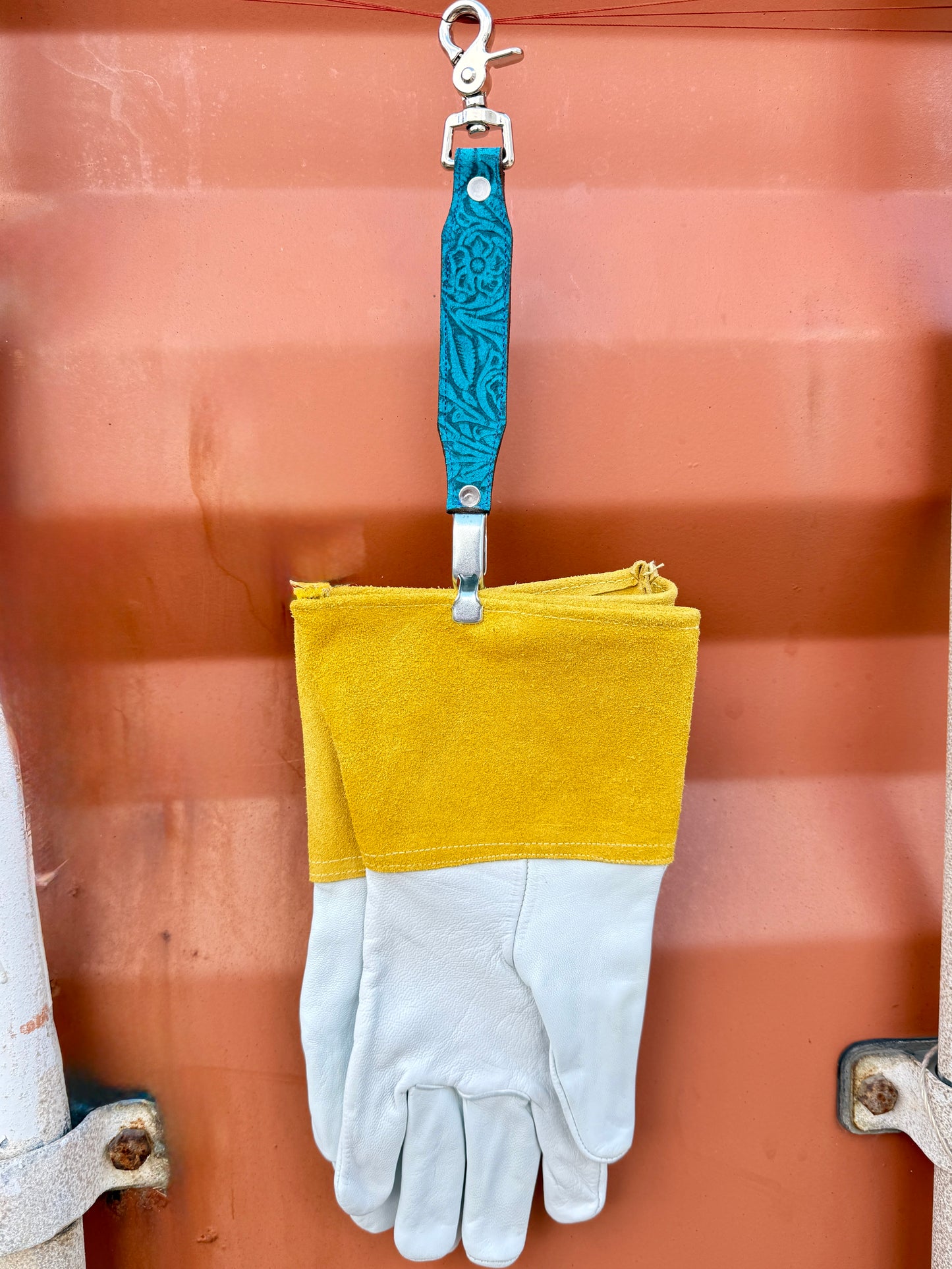 Turquoise Floral Glove Clip