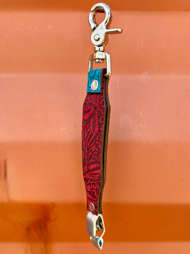 Turquoise- Red Floral Glove Clip