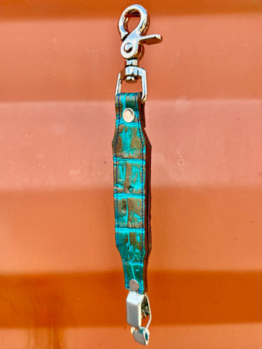 Caiman Alligator Glove Clip - Gold Turquoise