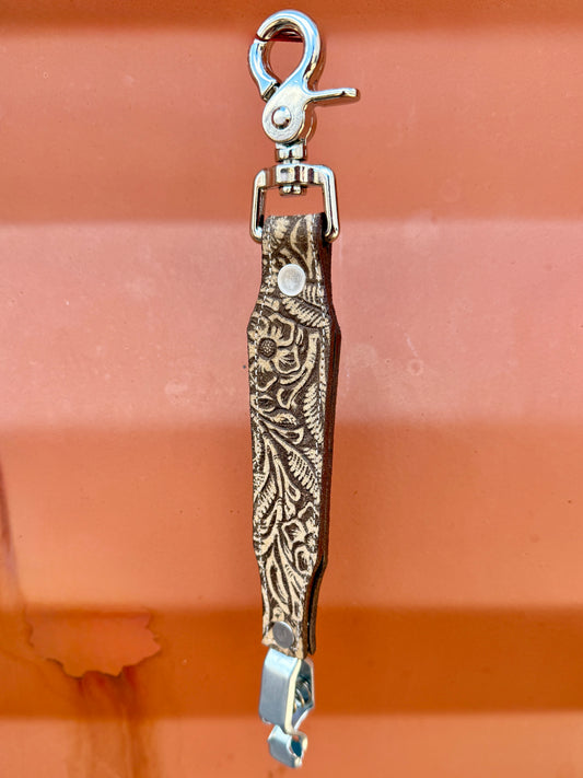 Tan Floral Glove Clip