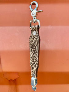 Tan Floral Glove Clip