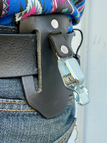 Leather Glove Clip w/ Double Belt Loop - Cowhide