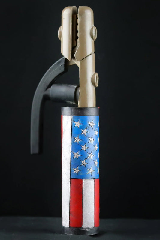 USA Flag Electrode Holder Leather Handle - Hand Tooled