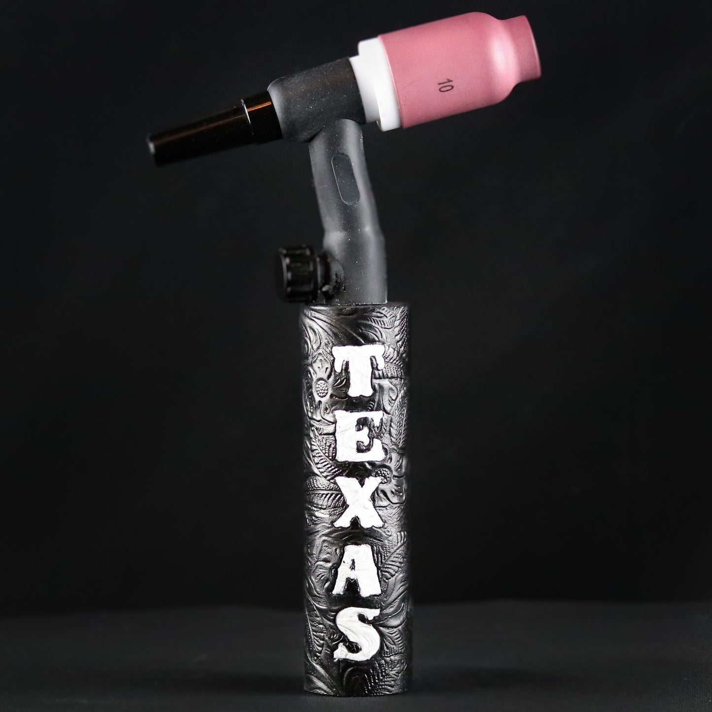 Black Floral Weaved Leather Handle with Custom Name