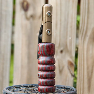 THICK Stick Wood Handle - Red and Grey
