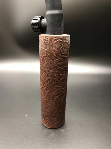 Brown Tooled Weaved Leather Handle with Custom Name