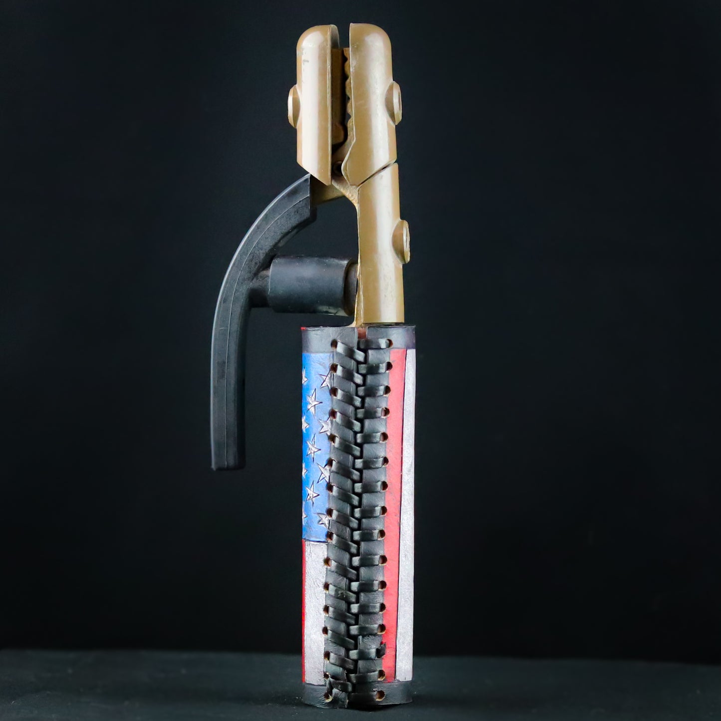 USA Flag Weaved Leather Handle - Hand Tooled